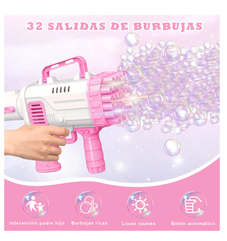 Bazooka de burbujas  32 agujeros 🫧🔫 + ENVIO GRATIS 🚚